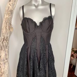 NEW Guess Lace & Satin Black Dress XS